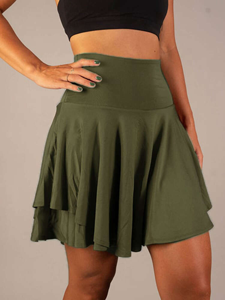 Solid Fashion Color Sports Skirts Female Tennis Running Skort Active Athletic Yoga Fiess Skirt Short Women Sportswear wear