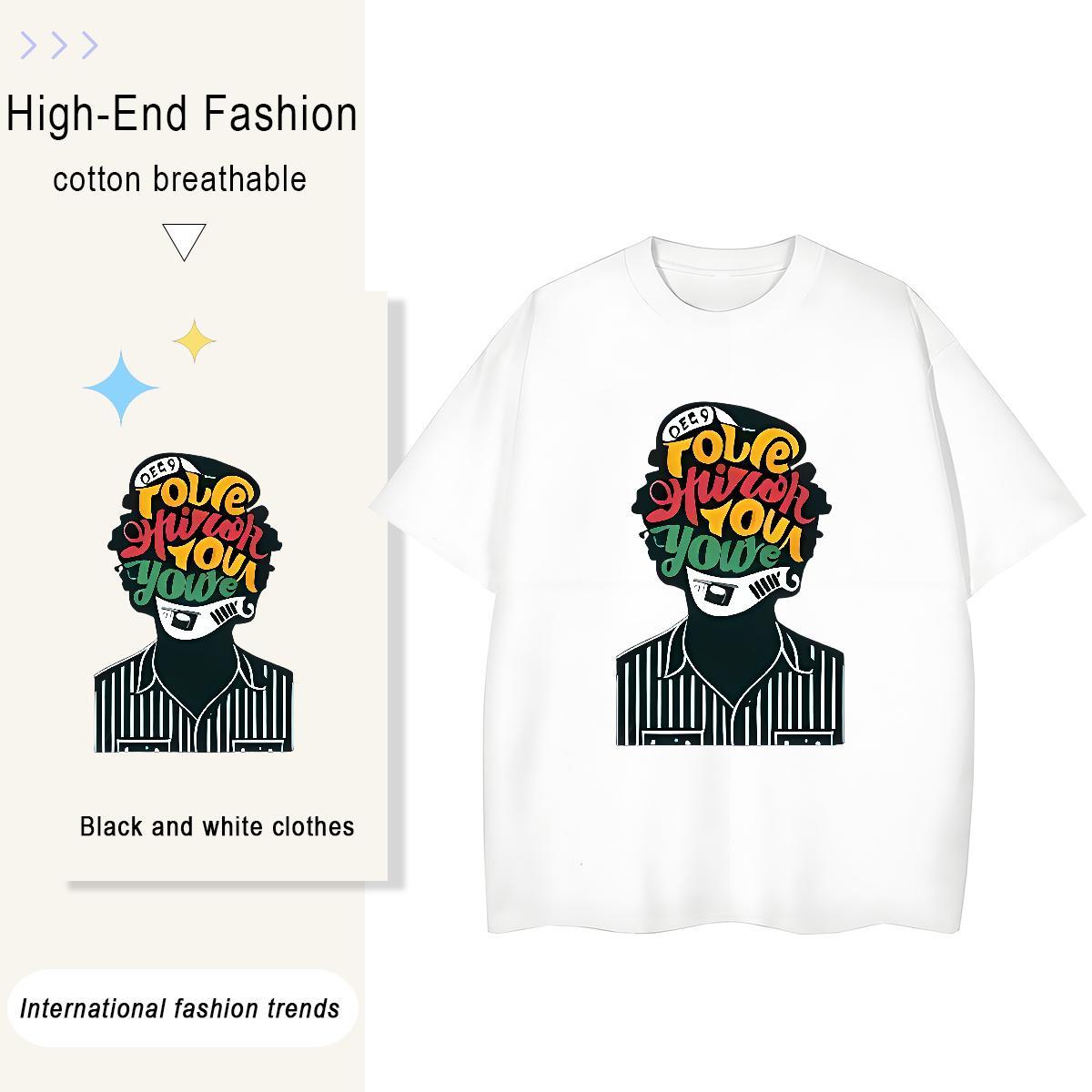 High Quality Men Clothes T-Shirt Anime Printing Street 230g Pure Cotton Asian Size Crew Neck Breathable letter Man T Shirts New Designer Tshirts