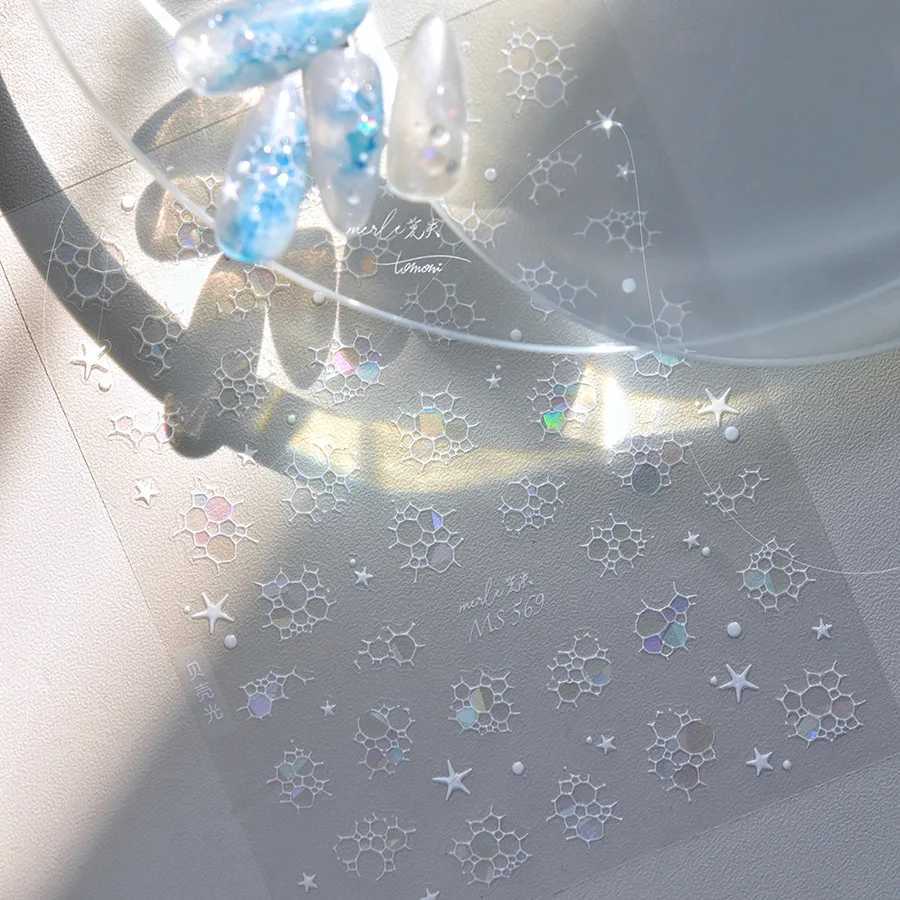 1 piece of 5D light luxury shell light water ripple nail art stickers cute colorful high-quality star nail decoration stickersXJ240814