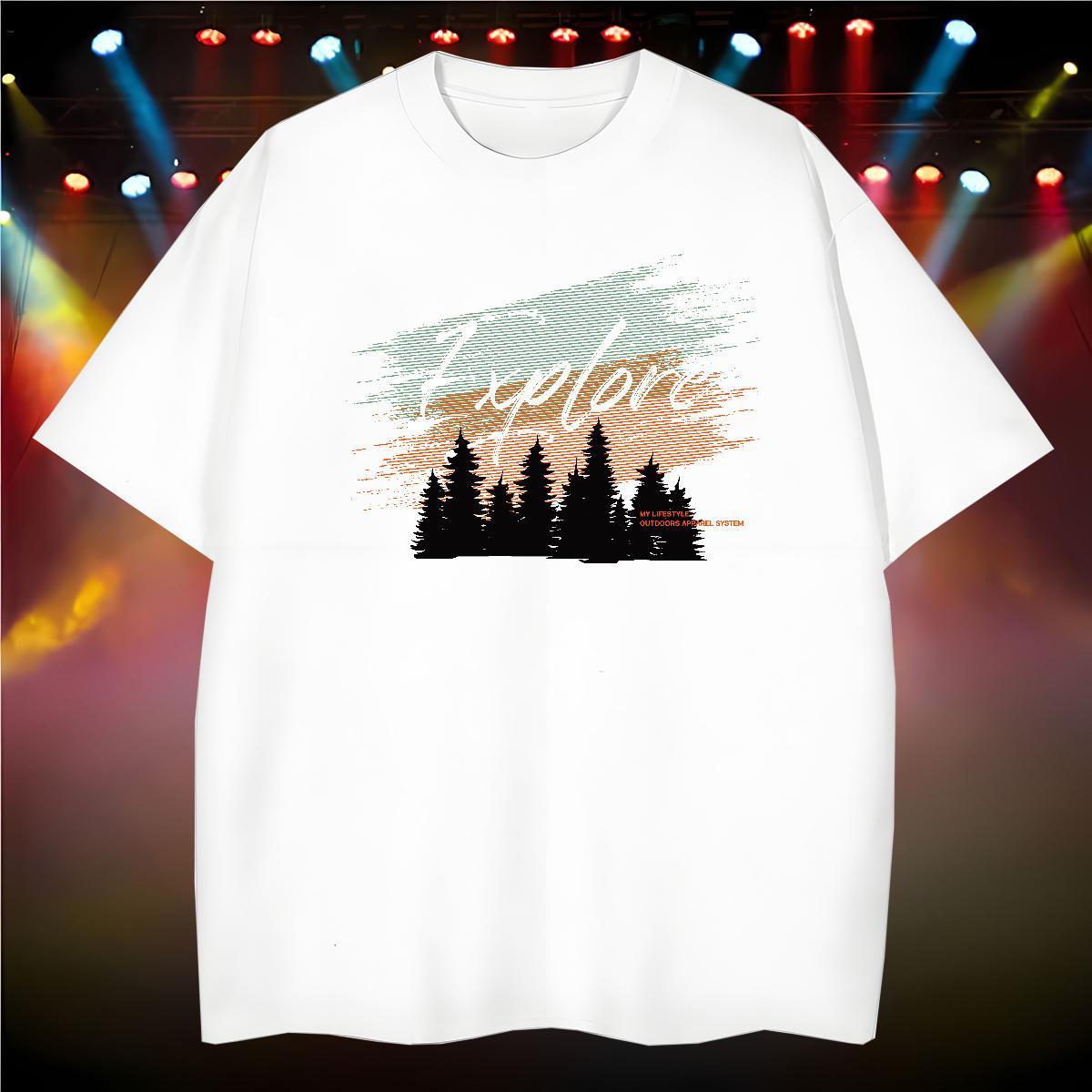 T-Shirts 230g 100% Cotton tree Casual Beach Breathable Short Sleeve White Plus Size Men Tshirts Designer Fashion Wholesale Polos