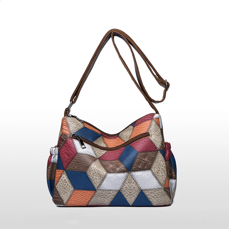 Women Messenger Bags PU Leather Handbag Inclined Shoulder Bag Female Crossbody Vintage Plaid Pattern 240814