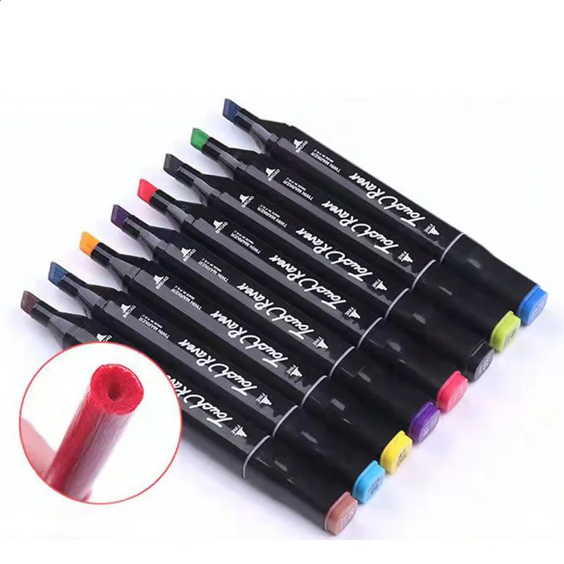 wholesale 24-80 Colors Oily Art Marker Pen Set for Draw Double Headed Sketching Oily Tip Based Markers Graffiti Manga School Art Supplies 240813