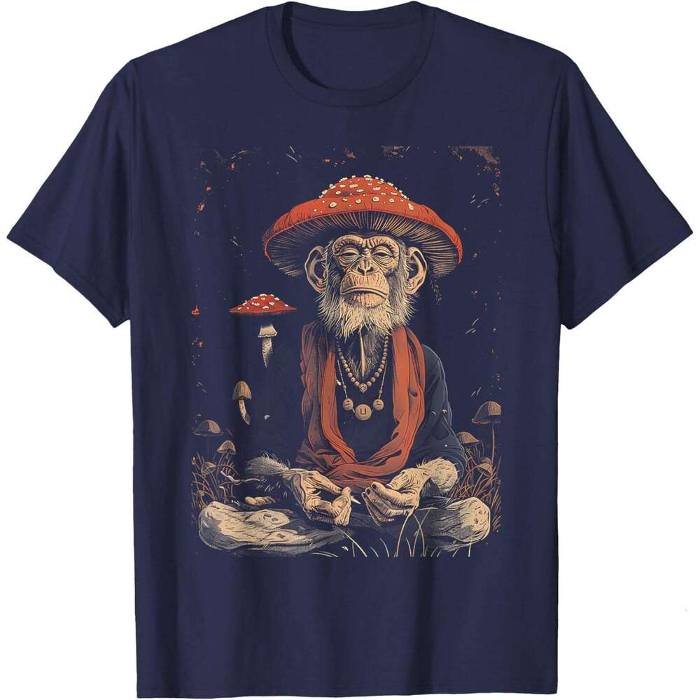 2025S Fashion Designer T Shirt For Mens Spiritual Monkey Meditating On A Mushroom Gifts Funny T Shirt Shirts Tshirt Graphic Tee Casual Tops Clothes Sh