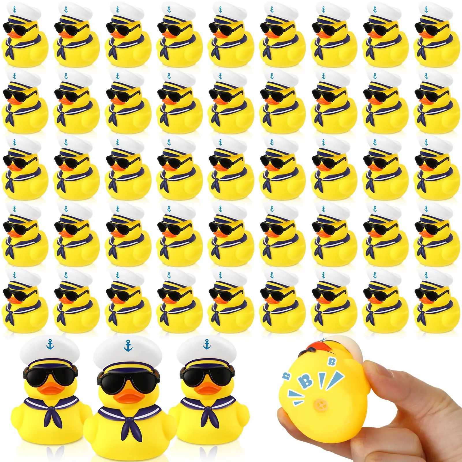 12/24/36Pcs Cruise Rubber Duck Bulk with Sunglasses Sets Mini Sailing Rubber Ducks Summer Cruise Ship Toy Squeaky DuckXJ240815