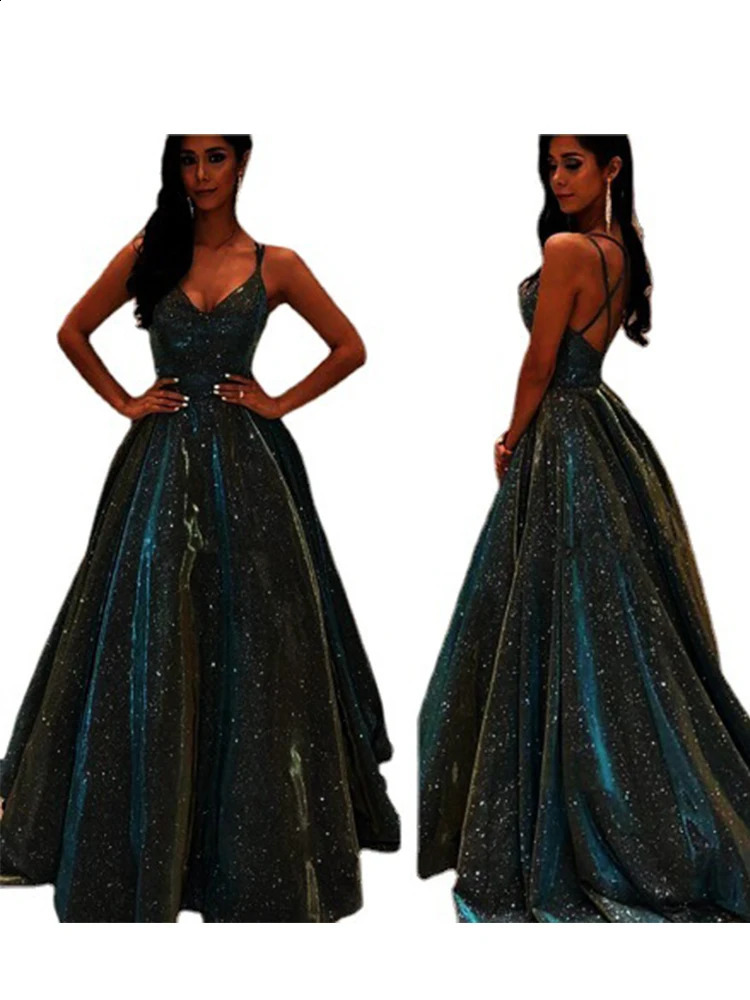 Elegant Lady Sequins Dresses Formal Occasion Women Waisted A-line Dress Sexy Backless Sleeveless Party Evening Dress 240815