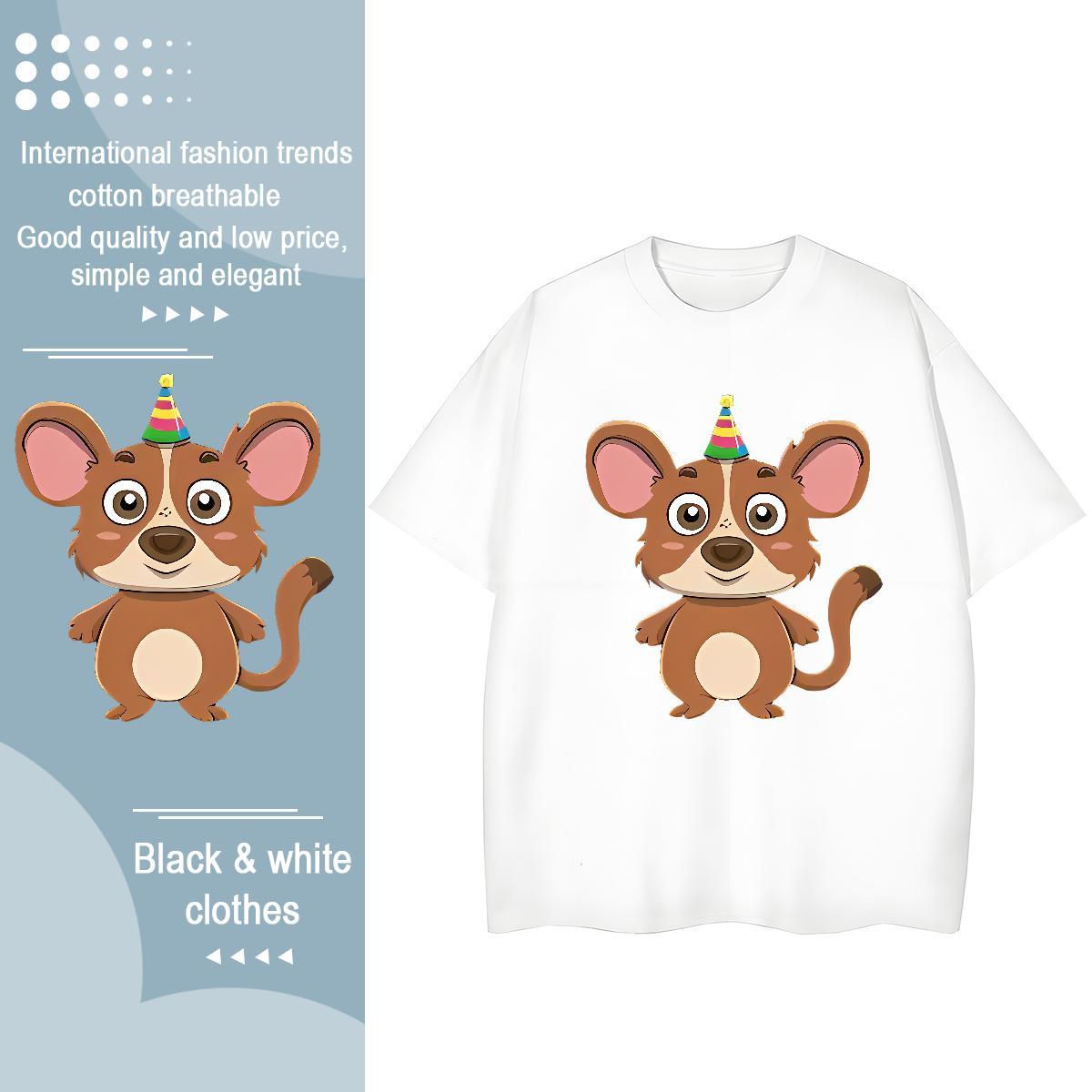 Unisex T-Shirts mouse Breathable Short Sleeve Hip Hop Street Custom Print Plus Size 230g Cotton Men Tops Tees New Designer Clothings
