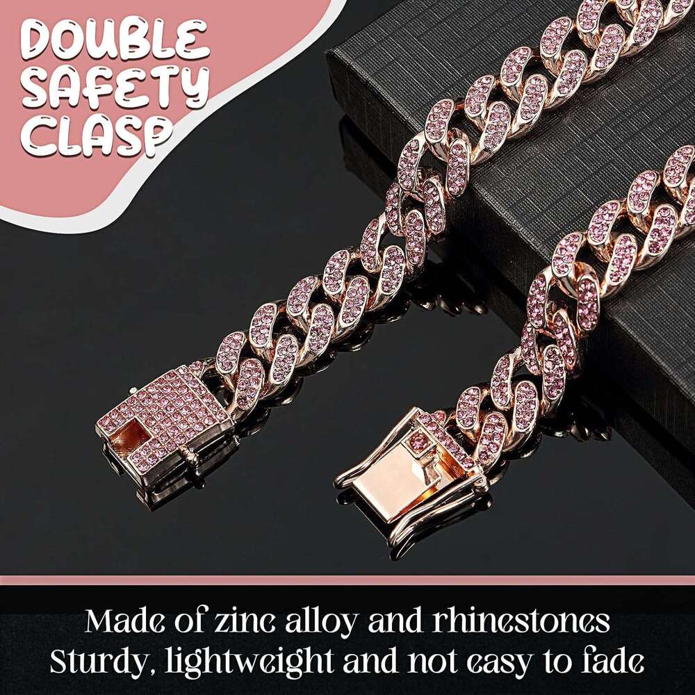 Dog Chain Collar Diamond Cuban Link Necklace Metal Cat Chain Pet Crystal Collar Jewelry Accessories For Dogs Cats Zozostore
