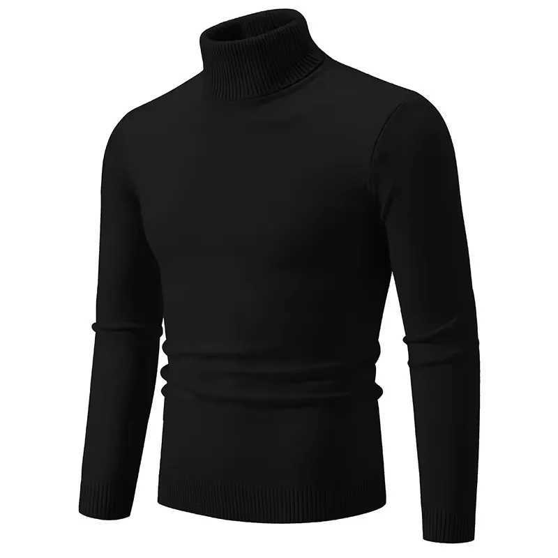 Cool New Trend Mens High Neck Sweater Pullover Knitted Warm Casual Men Clothing Knitted Sweater MenXJ240814