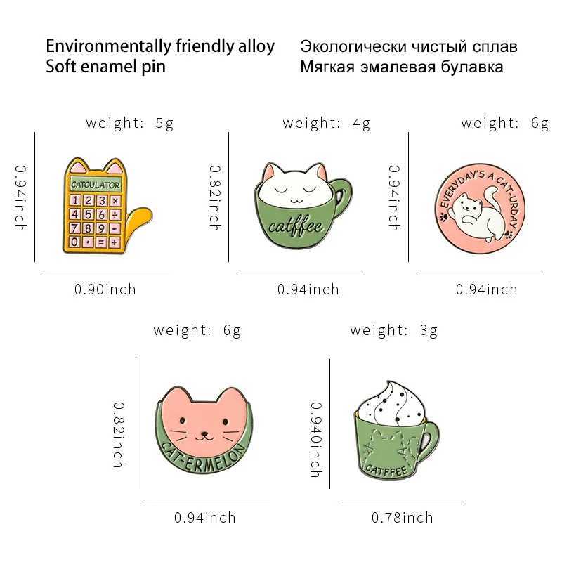 Direct shipping cute kitten enamel pin Every Day is Cat Saturday calculator backpack chest badge jewelry gift for friends wholesale W240815