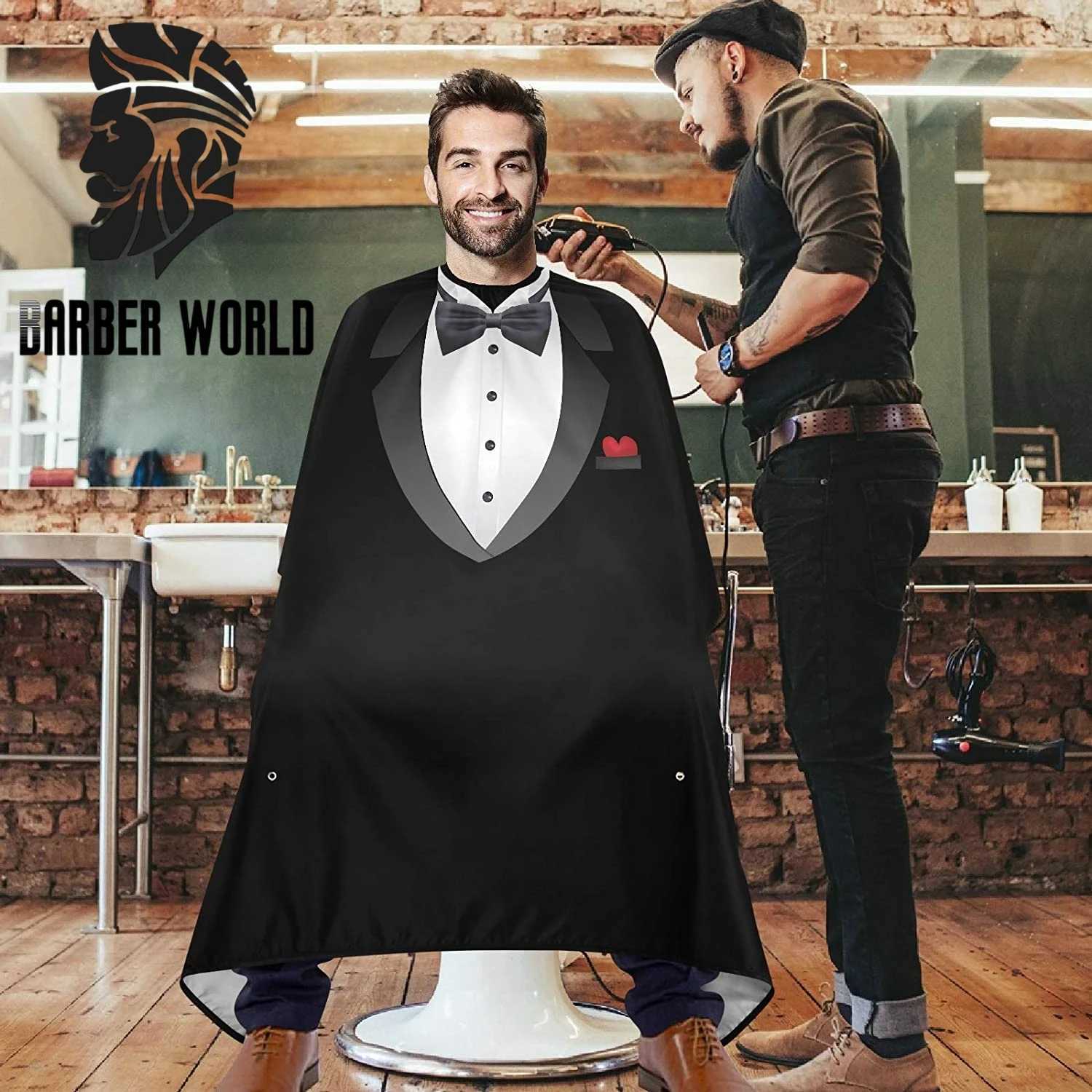 Spot Barber Shop Shawl Set Pattern Professional Salon Barber Shirt Anti static Barber Apron Barber Styling Tool W240814