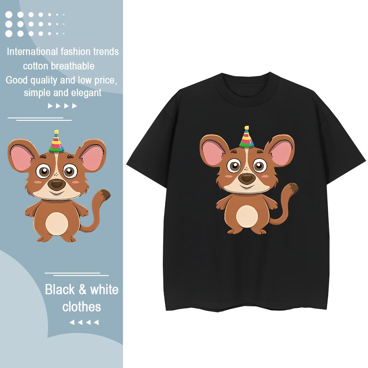 Unisex T-Shirts mouse Breathable Short Sleeve Hip Hop Street Custom Print Plus Size 230g Cotton Men Tops Tees New Designer Clothings