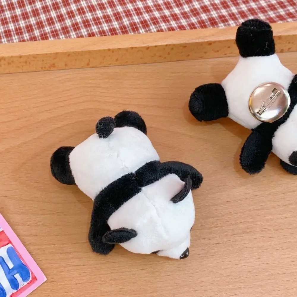 Soft and cute panda hat pin cartoon toy Kawaii plush stuffed panda doll brooch lapel animal plush badge bag W240815