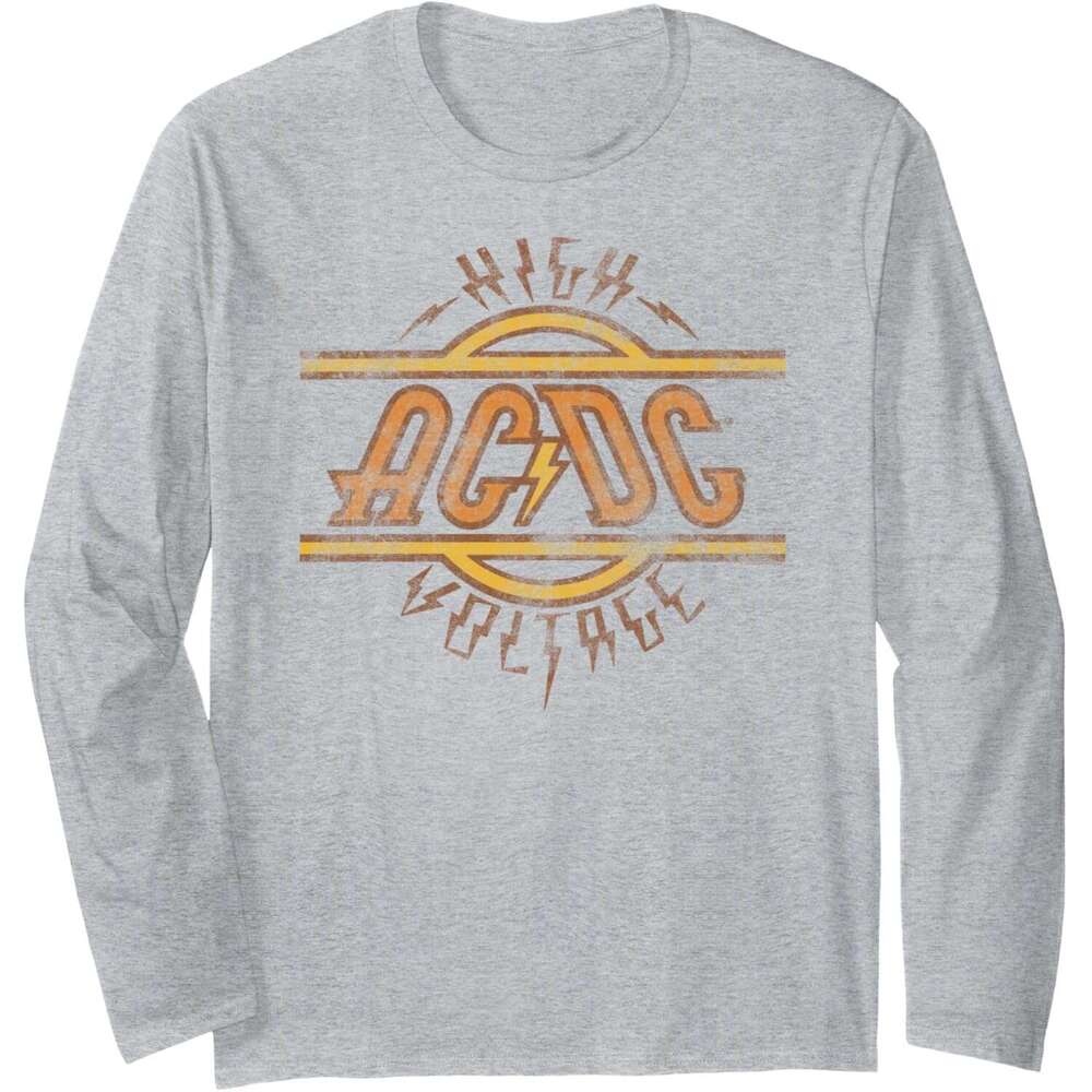 Long Sleeve Shirts For Men Sweatshirt ACDC High Voltage Distressed Rock Music Band Graphic Tee Streetwear Casual Tops Clothes sweatshirts
