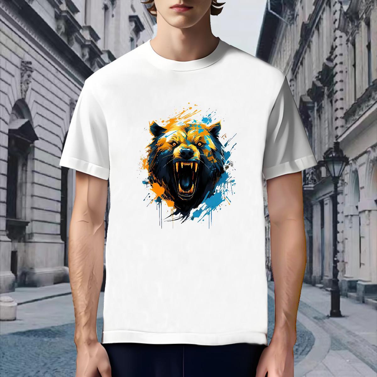 Classic T-Shirts wolf O-Neck Short Sleeve Street Casual Custom Anime 230g Pure Cotton Men Clothes T-Shirt 2024 Tees Shirts