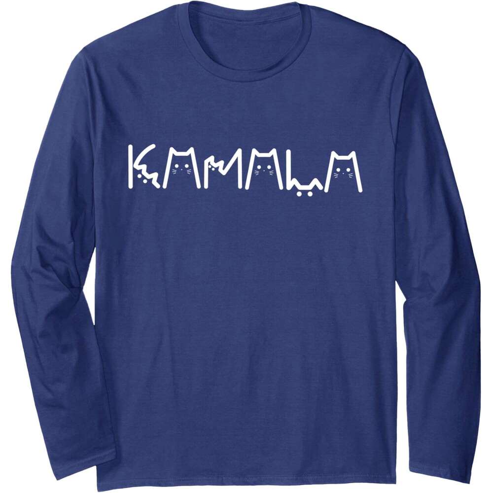 Long Sleeve Shirts For Men Sweatshirt Kamala Cat Letter Font Graphic Tee Streetwear Casual Tops Clothes sweatshirts