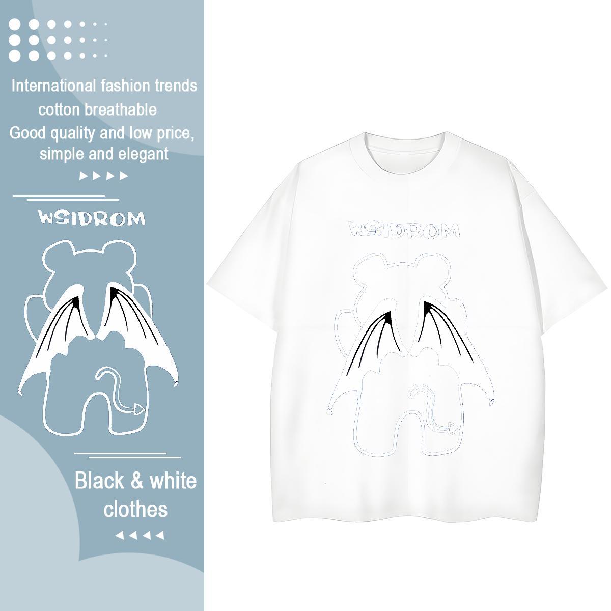 Loose T Shirt For Man bear Round Neck Short Sleeve Sports Casual Plus Size Cartoon 230g 100% Cotton Men Tees Designer Fashion Polos