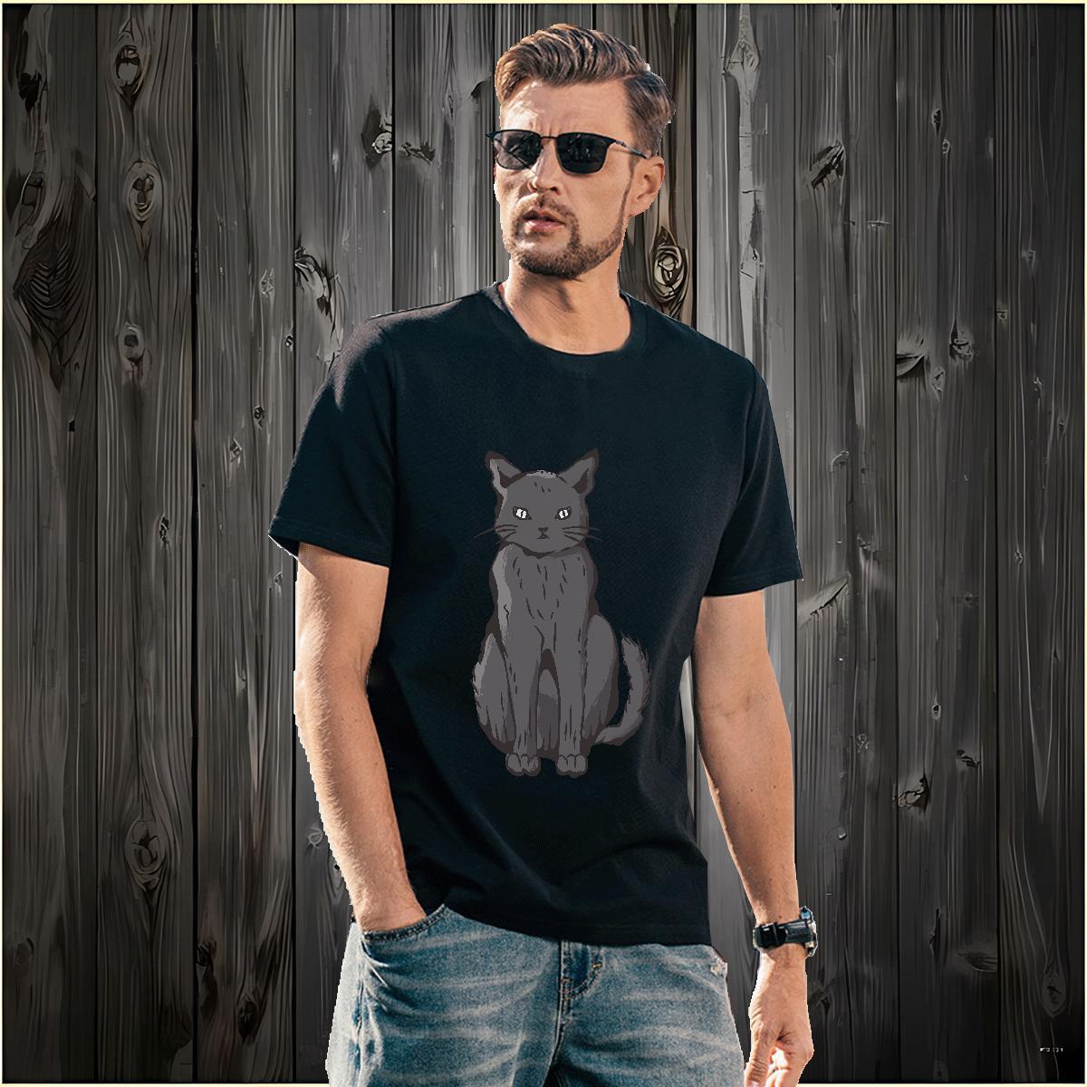 TOP Quality T Shirt For Man cat Crew Neck Daily Outfit Customized 230g 100% Cotton Tshirts 2024 Designer Tees Shirts