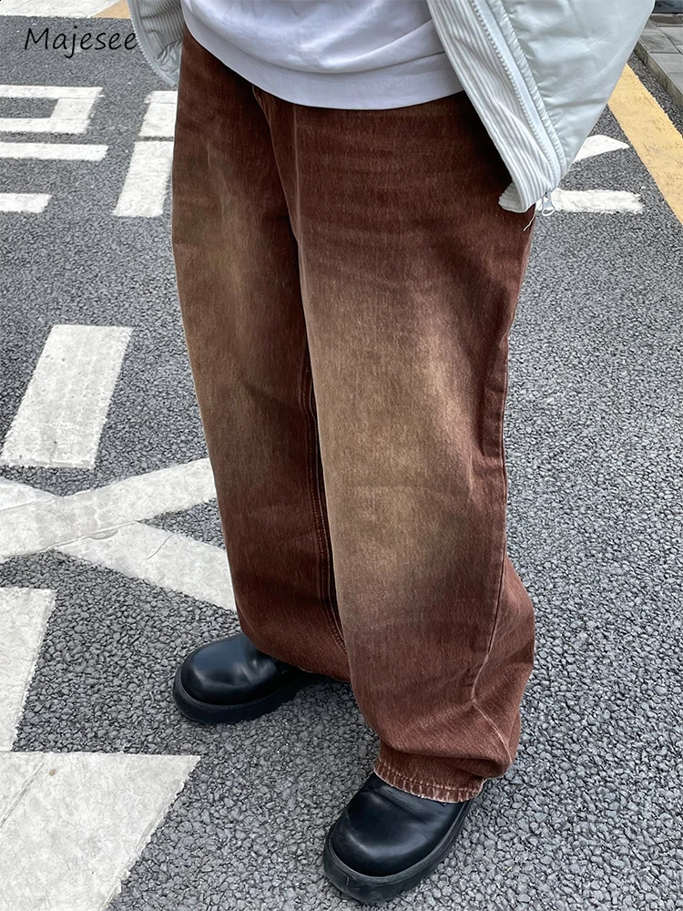Men Jeans Retro Washed Daily S-3XL Hip Hop Fashion Loose European Style Y2K Simple Wide Leg Trousers Vitality Chic 240814