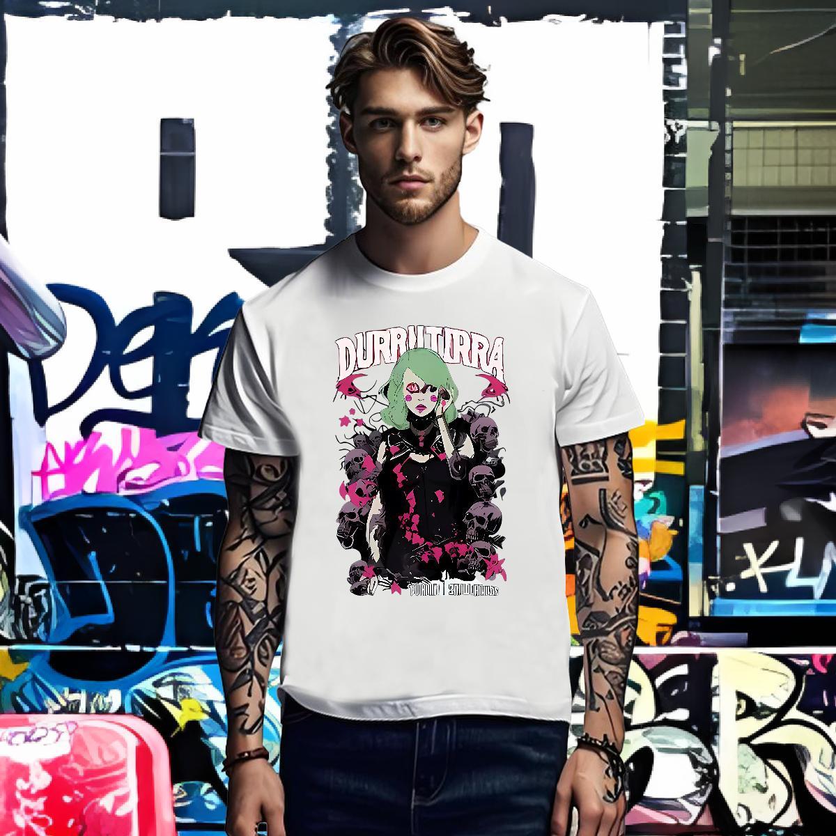 T-Shirts for Men 100% Cotton 230g Terror Hip Hop O-Neck Short Sleeve Custom Anime Men Tees Designer Cool Tops Shirt