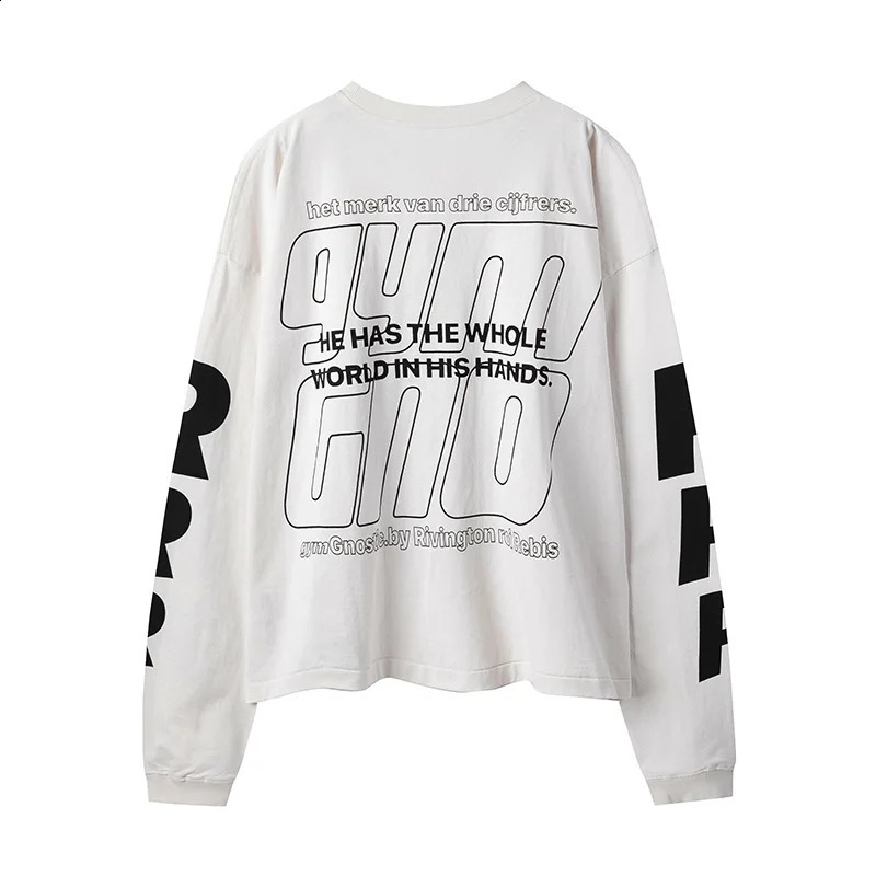 Fashionable RRR123 long sleeved mens 1 classic print hiphop retro loose top Tshirt of the quality 240815