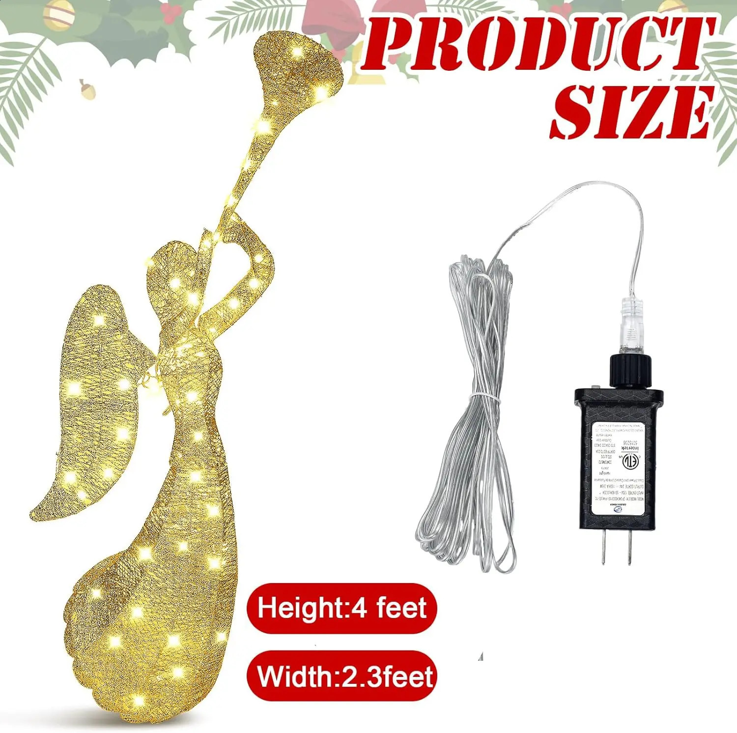 Christmas Outdoor Lighted Angel Decoration Xmas e Lit Display Electric 240812a