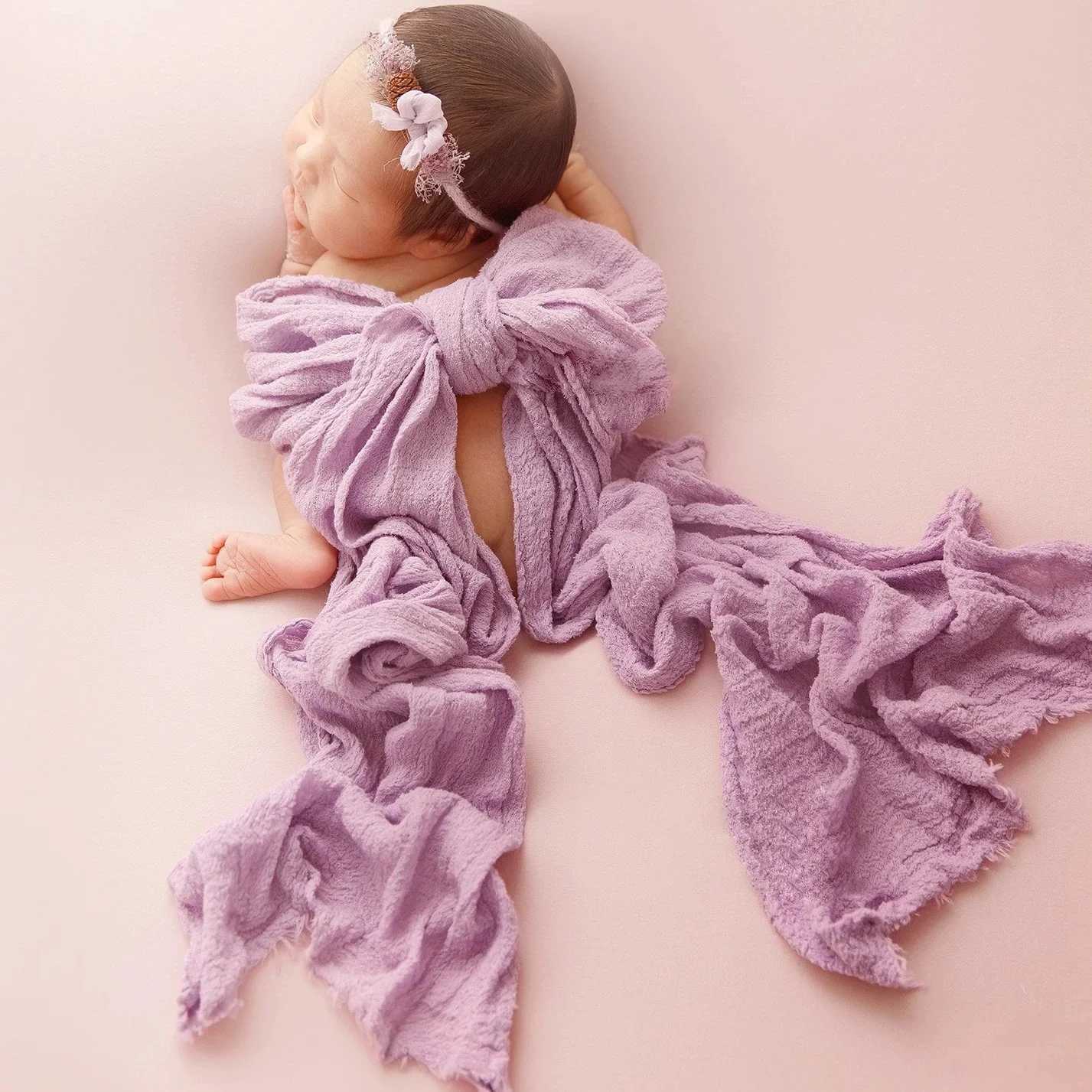 Newborn Cheesecloth Wrap Baby Photography Props Posing Fabric Cotton Stretch Blanket Hand Dyed Newborn Layer Wrap Y240815