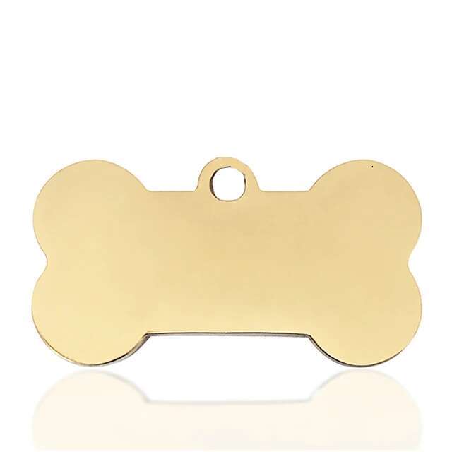Gold Dog Collar Stainless Steel Cuban Link Chain With Bone ID Tag, Luxury Pet Necklace, Small Medium Large Dogs Usage Zozostore