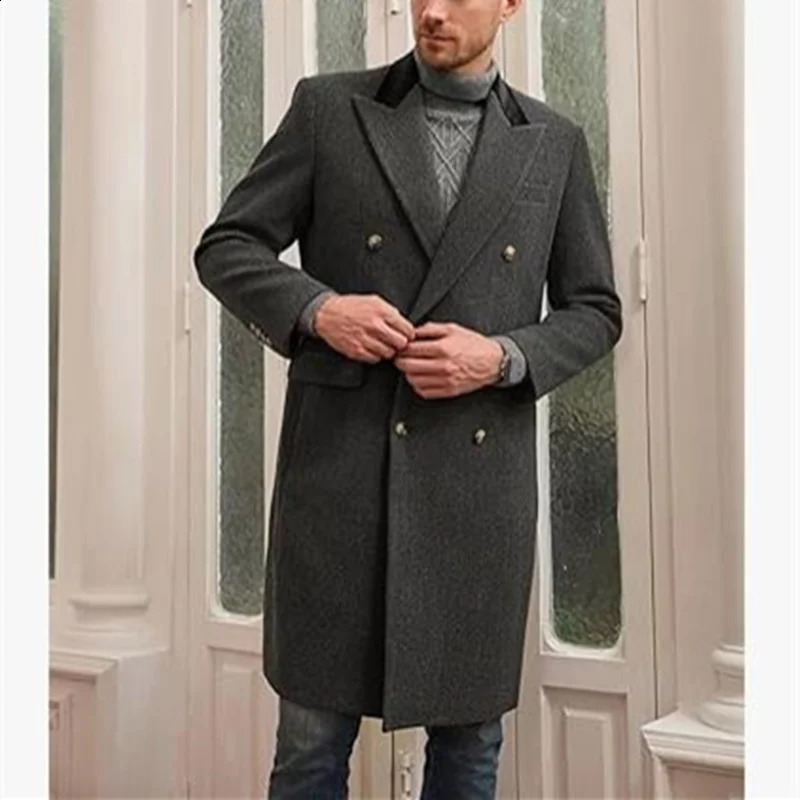 Fall and Winter Mens Coat Warm with Lining X-Long Double Breasted Trench Gentlemans Jacket Multi-Pockets Mens Eu Size M-XXL 240815