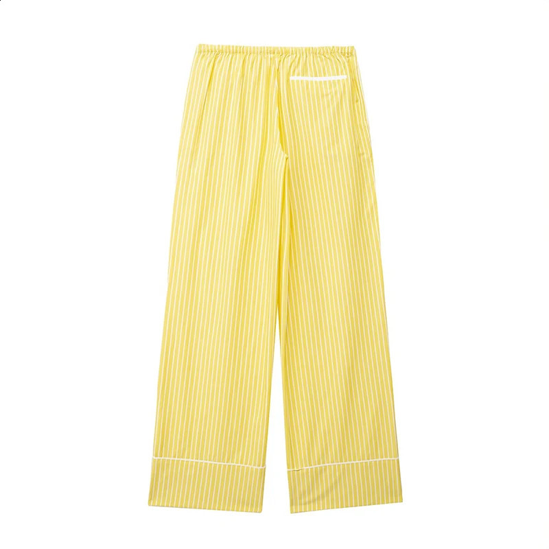 Willshela Womens Fashion 2piece Striped Single Chest Shirt and Retro Elastic Waist Trouser Femle Pants Set 240814