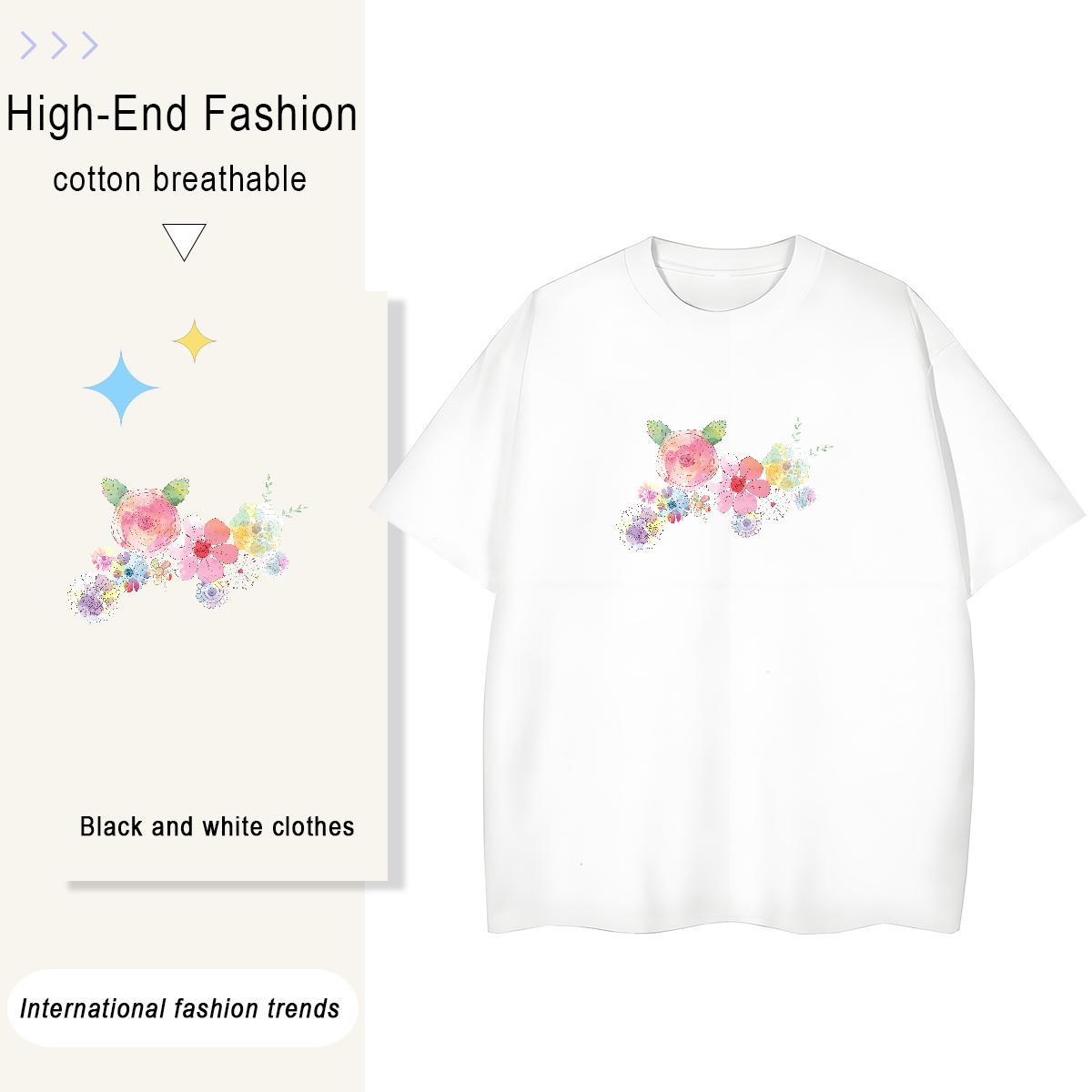 Unisex Mens Tshirts Anime Printing Street 230g Pure Cotton Custom Print Oversized Round Neck Short Sleeve painting Men T Shirts Designer Clothes