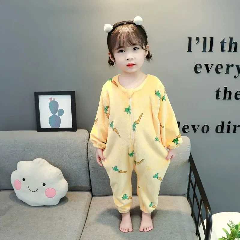 Baby Sleeping Bags Soft Warm Autumn Winter Coral Fleece Infant Romper Girl Boy Sleepwear Toddler Jumpsuit Christmas Gift 1-4 Y Y240814