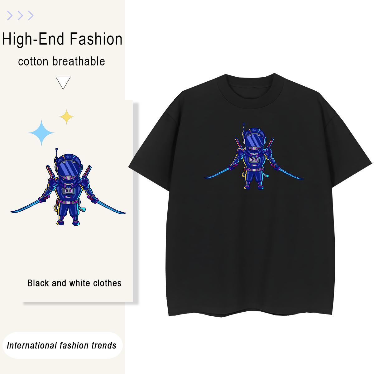 Loose Men Tshirts Anime Printing Street 100% Cotton 230g Oversized 3XL 4XL Short Sleeve O-Neck robot T-Shirts Custom Tops Shirt