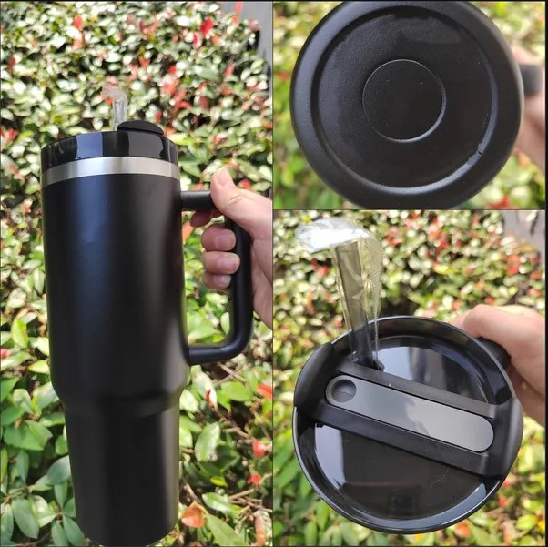 US Stock Cobrand Winter Pink Flamingo 40oz Mugs Stainless Steel Tumblers With Handle Insulated Lids Straw Coffee Termos Water Bottles Travel Car Cups 