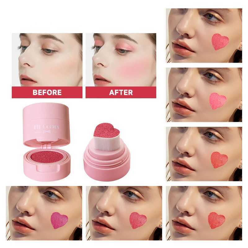 Heart Blush Stick Sponge Stamp Facial Blush Waterproof Brightening Face Contouring Shadow Blusher Tint Cheek Korean Cosmetics Y240815