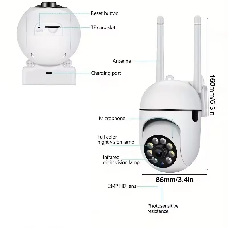Surveillance Camera PTZ CCTV IP Wifi Camera 4X Zoom Security Protection Wireless Home AI Human Trcking Outdoor Two Way Audio