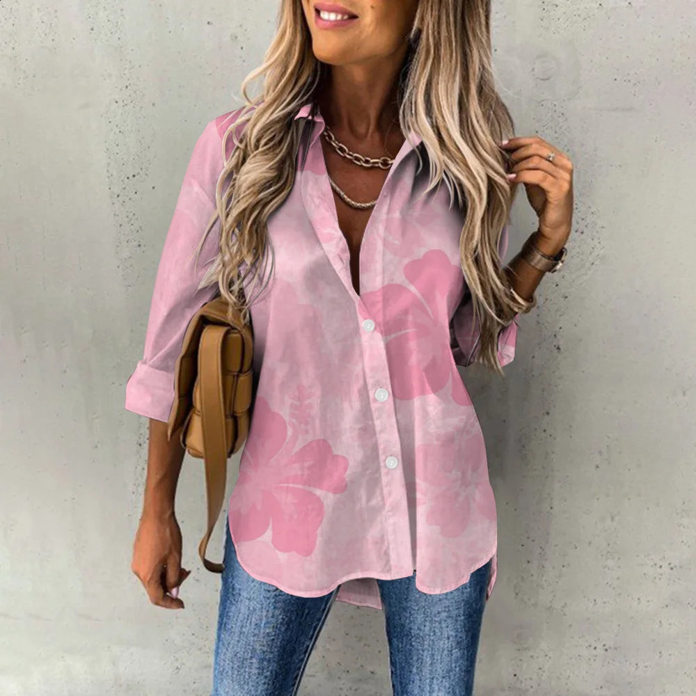 Womens Spring Fashion Casual Street Button Shirt Elegant and Comfortable Long Sleeve Loose Blouse Top Office Lady Clothing 240815