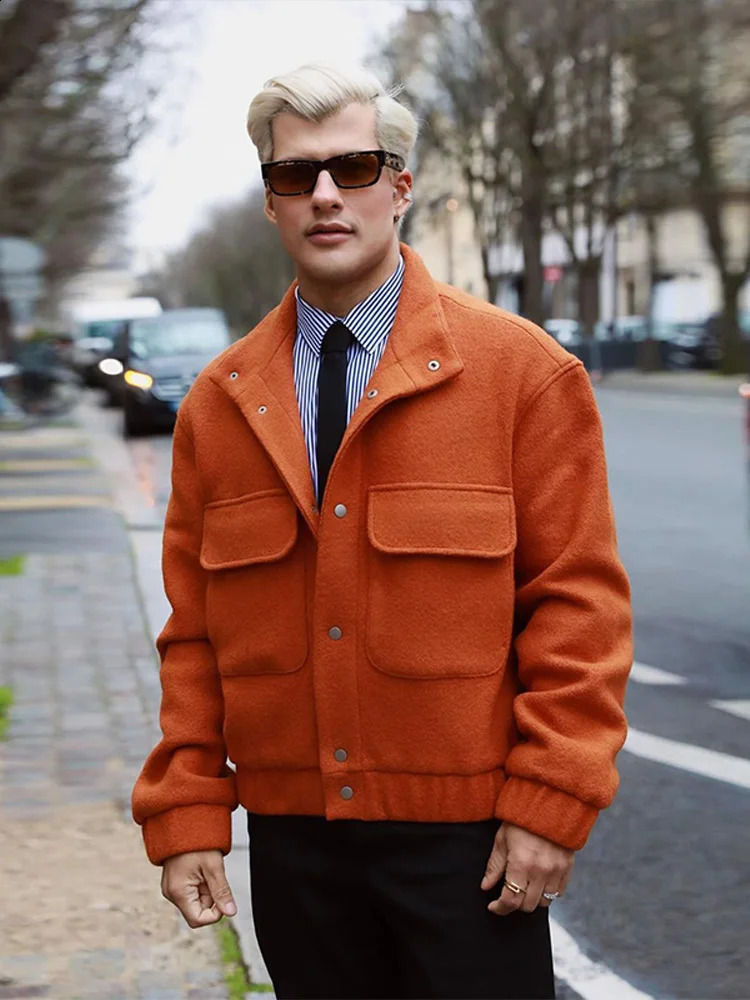 Mens Lapel Pocket Long Sleeved Jackets Chic Solid With Buttons Casual Loose Clothes 2024 Fall Winter Male Fashion Streetwear 240815