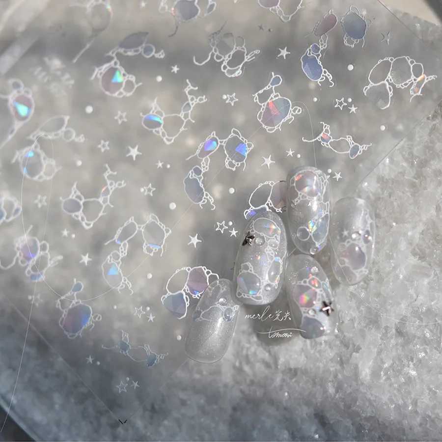 1 piece of 5D light luxury shell light water ripple nail art stickers cute colorful high-quality star nail decoration stickersXJ240814