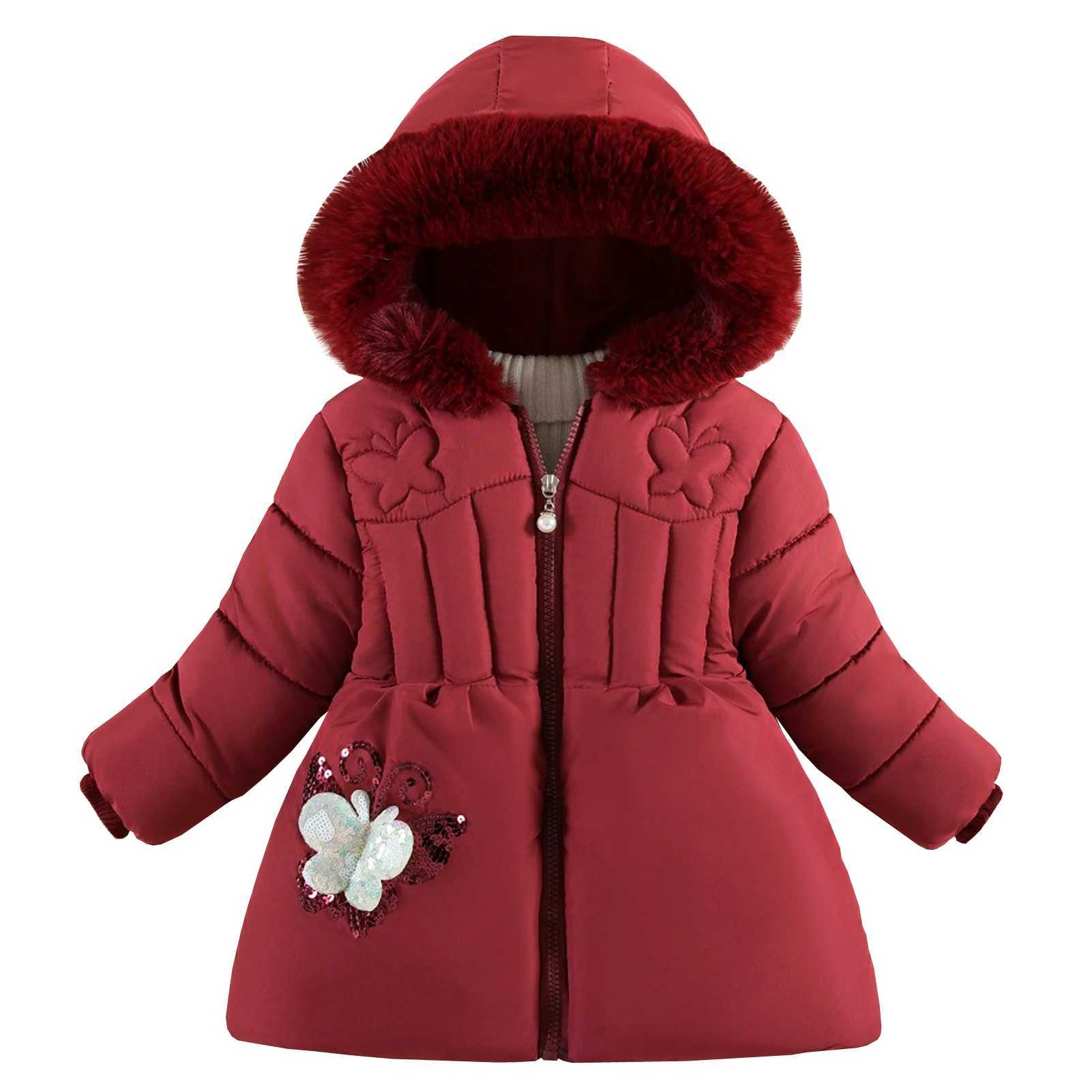 Womens bedding jacket childrens inflatable jacket fur cover childrens down jacket cotton coat warm 3D butterfly windproof childrens winter jacket W240