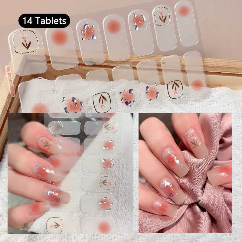 Lily Flower Full Cover Nail Stickers Long-Lasting Self-Adhesive Summer Nail Polish Wraps Manicure Nail Art Making AccessoryXJ240814