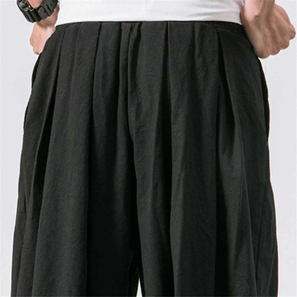 Mens Harem Pants Wide Leg Cotton Linen Trousers Spring Autumn Quality Men Casual Baggy Loose Oversized Pants Streetwear W250812