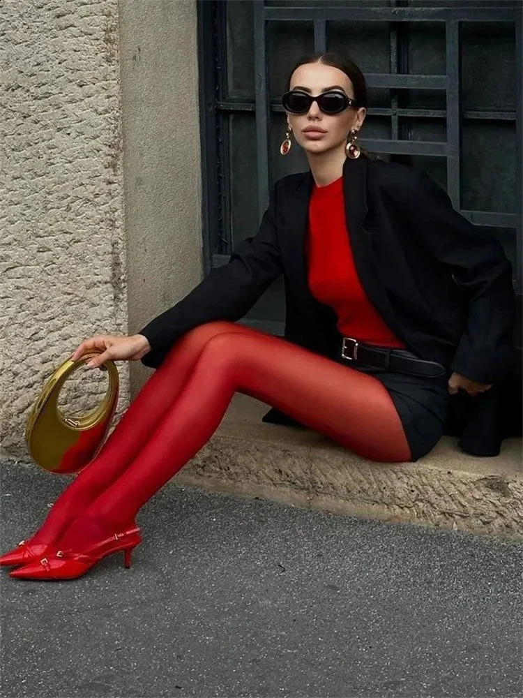 Red Pantyhose Female Year Red Socks Tights Women Stockings Slim Lingerie Anti-hook Silk Velvet Wedding Brides Leggings ## 240815