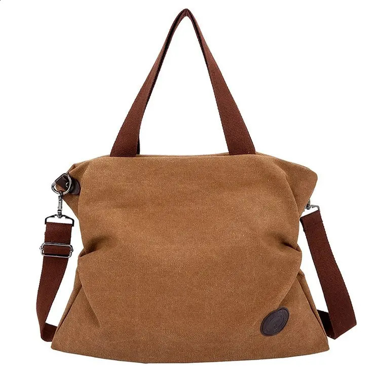 European and American Casual Handbags Simple Canvas Portable Shoulder Messenger Bag Womens Large Capacity Crossbody 240814
