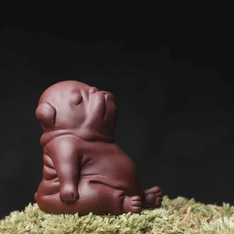 Angry Pug Tea Pet Cute Dog Tea Spirit Figurines Tea Ceremony Utensils Chinese Room Decoration Accessories Zen AnimalXJ240814