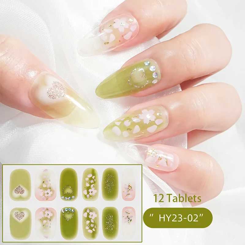 12 Tips Gel Nail Sticker Foil Glittering Nail Art Stickers Self-Adhesive Simple Gel Full Nail Wraps DIY Nail ArtXJ240814