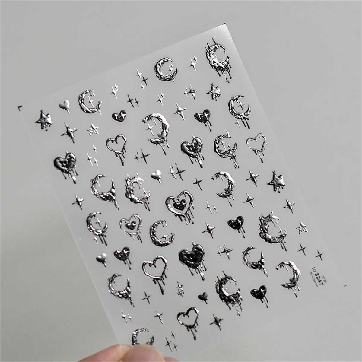 1pcs New 5D Bronzing Punk Heart Moon Nail Art Charms Gothic Star Adhesive Slider Press on Nail Decoration Decals Accessories DIYXJ240814