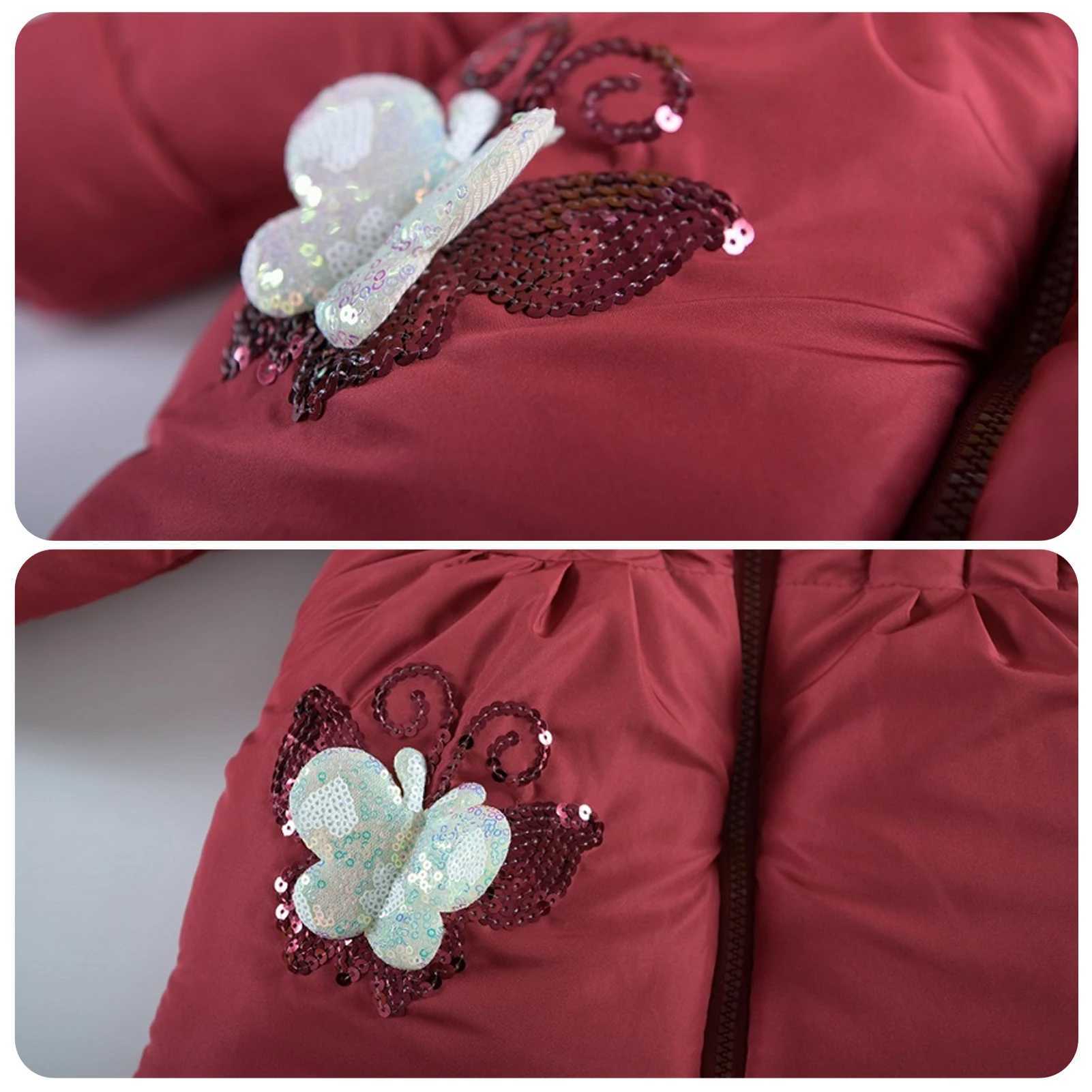 Womens bedding jacket childrens inflatable jacket fur cover childrens down jacket cotton coat warm 3D butterfly windproof childrens winter jacket W240