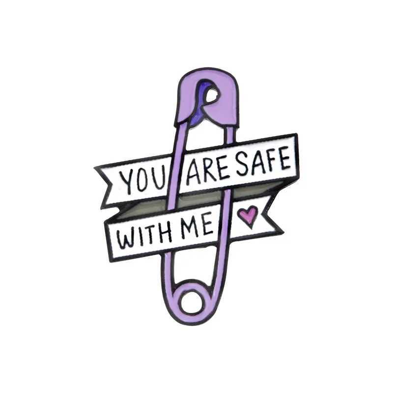You and I are safe together Pin brooch hard enamel lapel pin backpack jacket bag accessories W240815