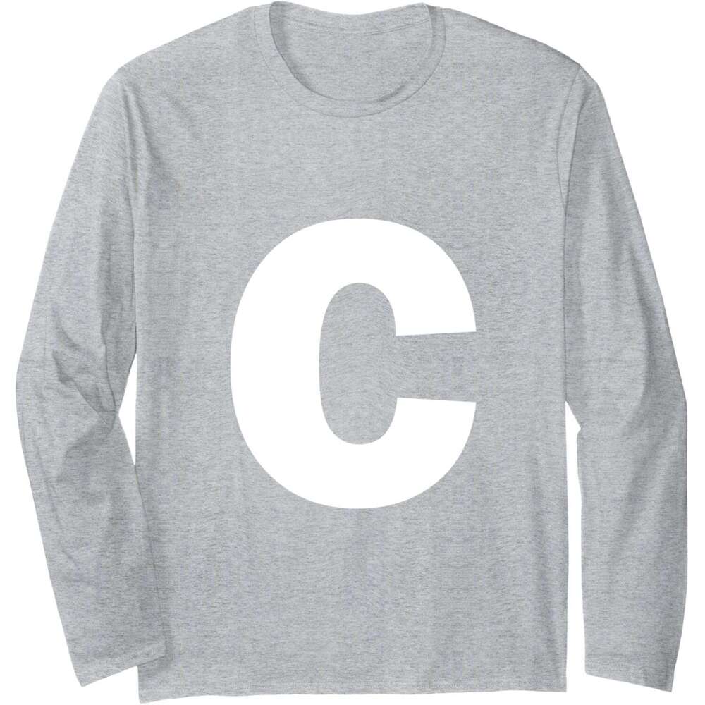 Long Sleeve Shirts for Men sweatshirt Letter C Capital Alphabet Monogram Initial Long Sleeve Tee Streetwear Casual tops clothes Fashionable and minima