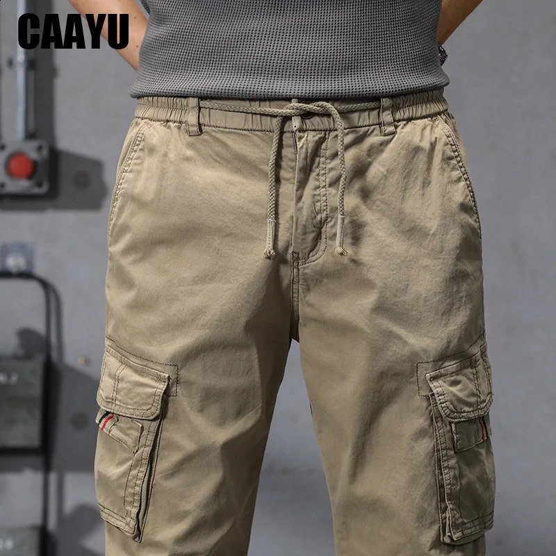 CAAYU Joggers Cargo Pants Mens Casual Hip Hop Y2k Multi-Pocket Male Trousers Sweatpants Streetwear Techwear Tactical Khaki Pants 240816